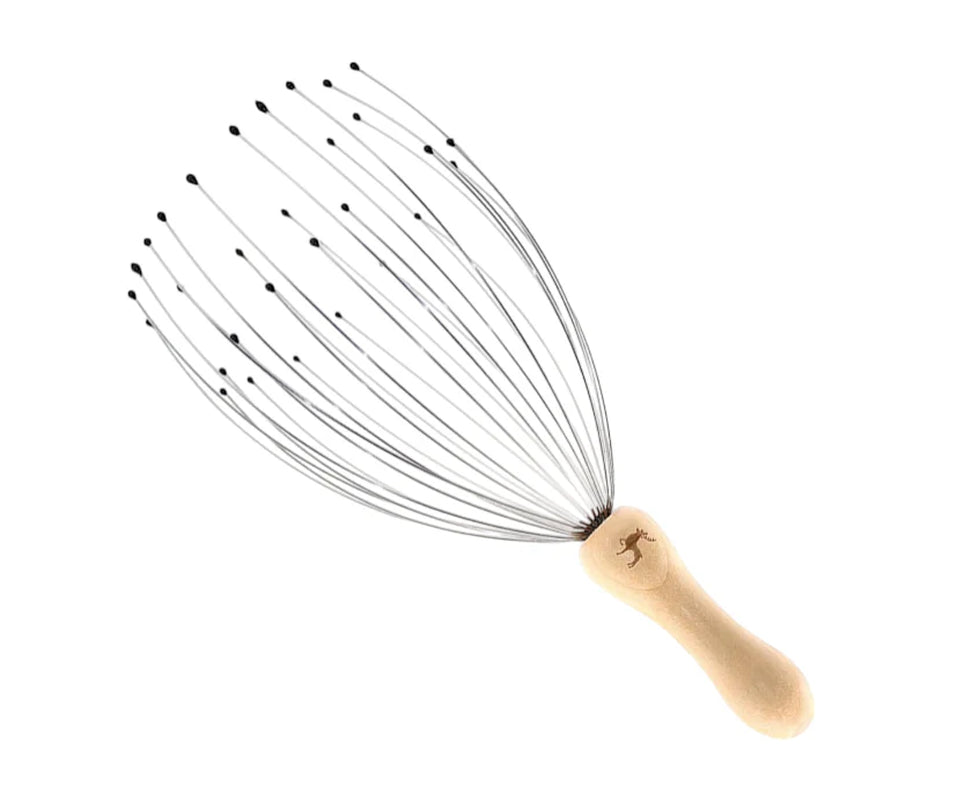 32 Fingers Head Massager, Head Scratcher Scalp Massager for Scalp Body Relaxing Wood Handle (1 Pack)